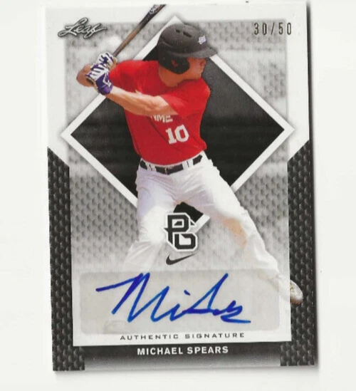 2016 MICHAEL SPEARS LEAF PERFECT GAME NATIONAL SHOWCASE ROOKIE AUTO #30/50 - Image 1 of 1