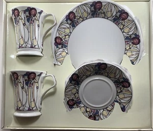 Mayfair/Dunoon set of 2 Fine Bone China Cups/Saucers/Plates Roxburgh Mackintosh - Picture 1 of 12