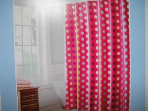 PERI MARIACHI DOT MULTI POLKA DOT SHOWER CURTAIN - PINK-MULTI - NEW - Picture 1 of 1