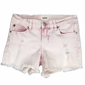 Hudson Denim Shorts Pink Acid Wash Distressed Cut Off 3" Inseam Adjust Waist 10 - Picture 1 of 13