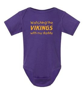Watching the Vikings with my Daddy Baby Bodysuit / Toddler Shirt - Purple - Picture 1 of 6