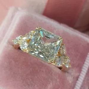 0.90 Ct Real Diamond Semi Mount Seven Stone Setting Ring 18k Yellow Gold Sizable - Picture 1 of 11