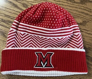 Miami (Ohio) University Red Hawks Adidas Winter Stocking hat red and white - Picture 1 of 3