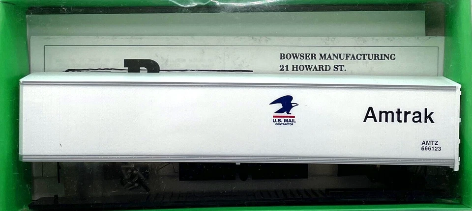HO BOWSER 55701 SMOOTH WALL TRAILER ROADRAILER KIT AMTRAK US MAIL AMTZ 666123 - Image 1 of 1