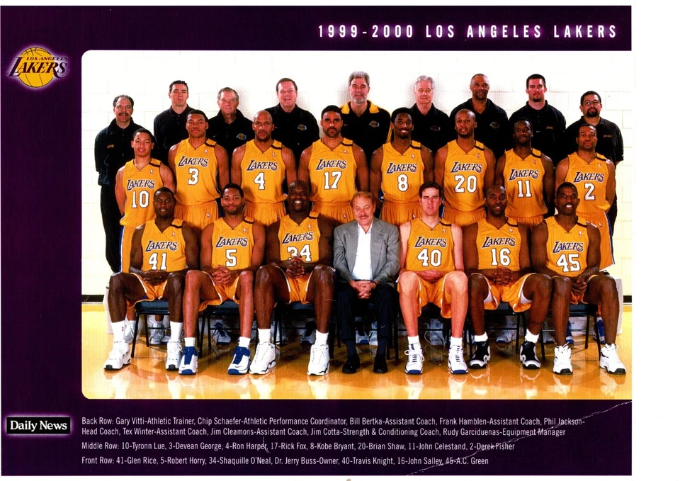 FOTO DE EQUIPO BRYANT O'NEAL de colección original 1999 2000 Los Angeles Lakers 8,5x11 Foto 1 de 1