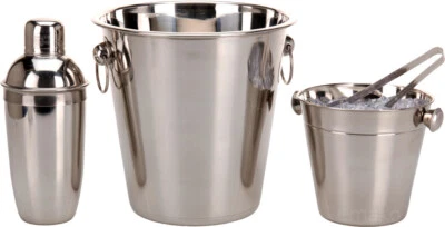 4-teilig Cocktail Set Cocktailshaker Shaker Flaschenkühler Eiseimer Eiszange - Bild 1 von 4