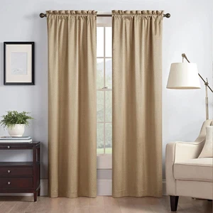 Lot of 2 Packs Eclipse 100% Blackout Curtains One Rod Pocket Panel in Gold NEW - Picture 1 of 6