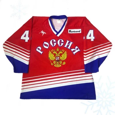 Camiseta de colección de los Juegos Olímpicos de Hockey de Rusia Alexei Zhitnik talla 52 roja Foto 1 de 4