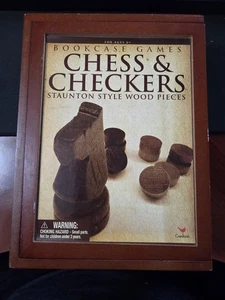Bookcase Games Chess & Checkers Stauton Style Wood Pieces Cardinal (Used) - Picture 1 of 13