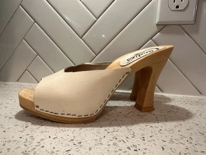 Vintage 1980er Candies Original Sandalen weiß High Heels Pantoletten Damen 7 / 38 Italy - Bild 1 von 11