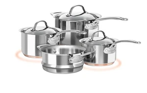 Chasseur Le Cuivre Saucepan and Steamer, 4 Piece Set (Stainless Steel/Copper) Si - Picture 1 of 1