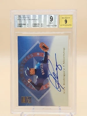 2002 Topps Autographs Alex Rodriguez #TA-19 BGS 9 AUTO 9 ON CARD Rangers  - Image 1 of 2