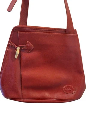 Longchamp Le Pliage Red Leather Shoulder Bag Crossbody Made In France Vintage - Image 1 of 4