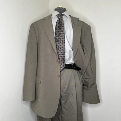 Stafford Mens 46L 50" Blazer Sport Coat Suit Jacket Beige 2 Button Wool - Image 1 of 4