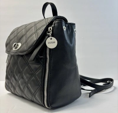 GUESS Los Angeles Black Quilted Mini Backpack Bag - Image 1 of 4