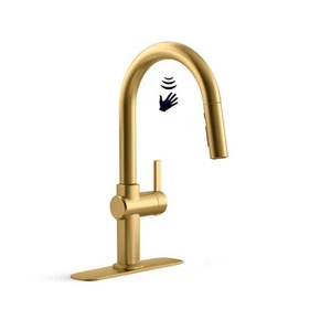 KOHLER Clarus Touchless Pull Down Sprayer Kitchen Faucet - Brushed Moderne Brass - Picture 1 of 9