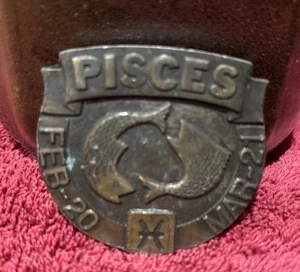 Vintage Pisces Belt Buckle Brass Bergamot Solid Brass Works Med In USA 2 3/8” - Picture 1 of 4