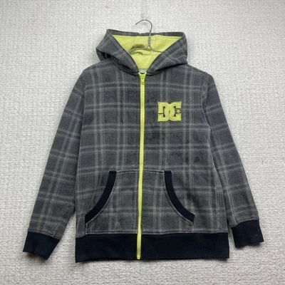 Y2K DC Shoes Boys L 10-12 Full Zip Grey / Green  Hoodie Skater Grunge Y2K Read - Image 1 of 4