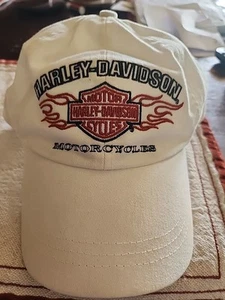 Harley Davidson Motorcycles Hat White PREOWNED - Picture 1 of 7