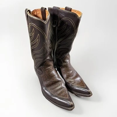 Botas de Vaquero de Colección Para Hombre Hechas en EE. UU. Cuero Estampado Exótico Talla 8.5D Puntera Punta Occidental Foto 1 de 4