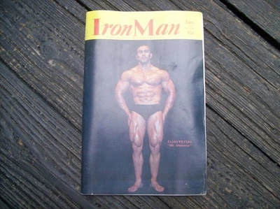 * vtg IRON MAN 1973 ELIAS PETSAS BODYBUILDING Weightlifting old ads FITNESS abs Foto 1 de 3