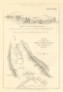 Route to the Nakab (Naqb) al Hajar ruins by James Wellsted/RGS. Yemen 1837 map - Picture 1 of 1