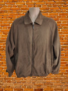MENS CLAIBORNE OUTERWEAR XL XLARGE BROWN LIGHT SUEDED FINISH BOMBER COAT JACKET - Picture 1 of 5
