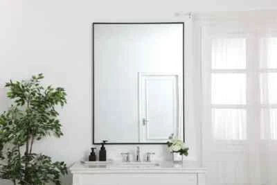 Iluminação elegante MR43648BK Eternity 36" x 48" espelho chanfrado com moldura de metal, preto - Imagem 1 de 3