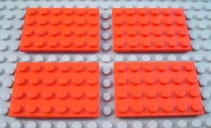 LEGO Lot of 4 Red 4x6 Plate Pieces - Picture 1 of 1