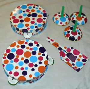 6 Vtg New Years Eve Party Noise Makers Tambourines Tin Polka Dot - Picture 1 of 2