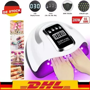 280W 66 LED Nagel Lampe Nagellampe UV Lampe LED Lichthärtungsgerät Nagelgel Kit - Bild 1 von 12