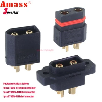 3 pcs Amass XT60W XT60EW-M Female/Male Connector Waterproof Plug for Battery ESC - Image 1 of 4