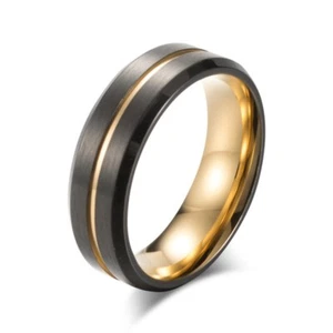 8 mm Doble Color Acero Titanio Banda de Boda Hombres Anillo de Compromiso Talla 7-12 - Imagen 1 de 13