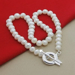 Collares de cadena de perlas naturales de plata de ley 925 esplendor de agua dulce joyería - Imagen 1 de 5