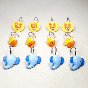 Duschvorhanghaken 12er Set Kinder Dschungeltiere - Affen, Elefanten & Löwen - Bild 1 von 1