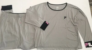 Fila Lounge Set Plus Size 1X Knit Women's Pajamas Comfort Top & Jogger Pants - Picture 1 of 6