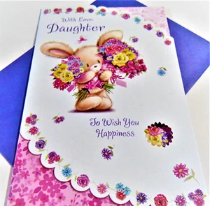 Daughter Birthday Greetings Card.....With Love, Daughter To Wish You Happiness - Picture 1 of 3