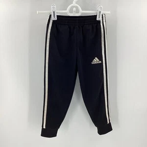 Adidas Boys Girls Jogger Pants Pockets Black White Size 4 960 - Picture 1 of 10