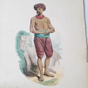 INDE INDOUSTAN COSTUME GRAVURE COULEURS 1843 G73 - Picture 1 of 1