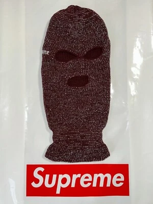 SUPREME REFLECTIVE BALACLAVA (BURGUNDY) FW22 LUREX FACEMASK WINDSTOPPER BEANIE - Image 1 of 4