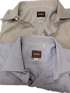 Lot of 2 Neiman Marcus Men's Size 17.5 35 Long Sleeve Button-Down Shirt - Picture 1 of 13