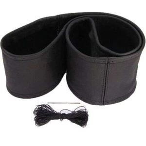 Funda de volante negra cuero auténtico cordones protector de volante nuevo 40-41 cm - Imagen 1 de 1