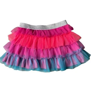 Girls 6/6X Danskin Freestyle Bright Neon Rainbow Tulle Layered Ruffle Tutu Skirt - Picture 1 of 1