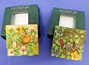 Harmony Kingdom 2er Set Malerische Byrons Secret Garden Magnetfliese offene Box - Bild 1 von 7