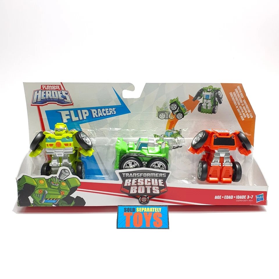 Playskool Heroe GRIFFIN ROCK CONSTRUCTION TEAM Transformer RESCUE BOT flip racer - Image 1 of 4