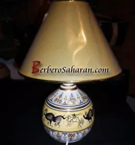 Handmade Algerian Tassili Berber bedroom side lamp in white ceramic & liquid Gol - Picture 1 of 1