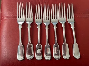 Vintage 7 X EPNS Silver Plate 18cm Fiddle Dinner Forks Cutlery JT star S - Picture 1 of 13