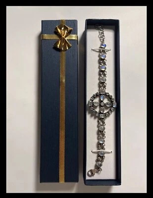 Bracciale vintage in argento 925 e pietre di luna - Immagine 1 di 4