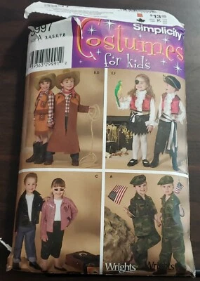 Simplicity Costumes for Kids 3997 ~ Cowboy, Pirate, 50s, Military ~ Size 3 - 8 - Image 1 of 4