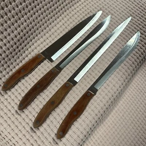 Lot Of 4 Vtg Interpur Stainless Steel Kitchen Knives With Wood Handles Japan - Picture 1 of 7